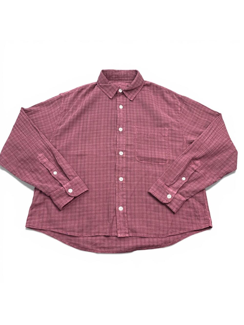 Abercrombie & Fitch Cropped Flannel Shirt Mens Size Medium Red Button Up